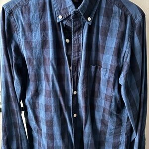 J. Crew Navy and Blue Plaid Button Down Shirt